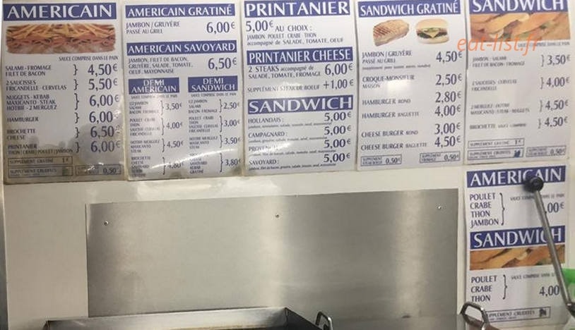 Friterie Au Petit Creux — carte page 1