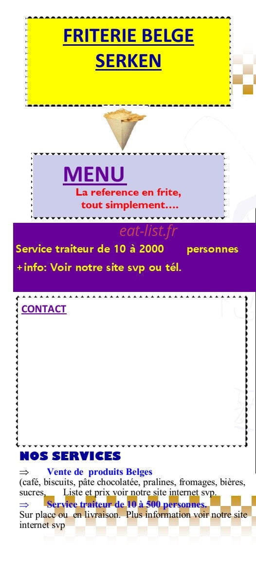 Friterie Belge Serken — carte page 6