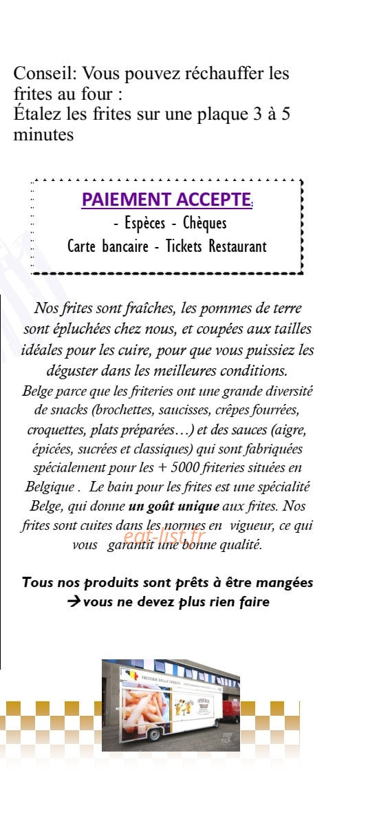 Friterie Belge Serken — carte page 2