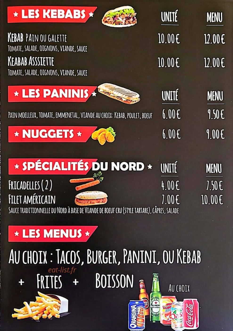 Friterie Ch'ti Bougnat — carte page 2