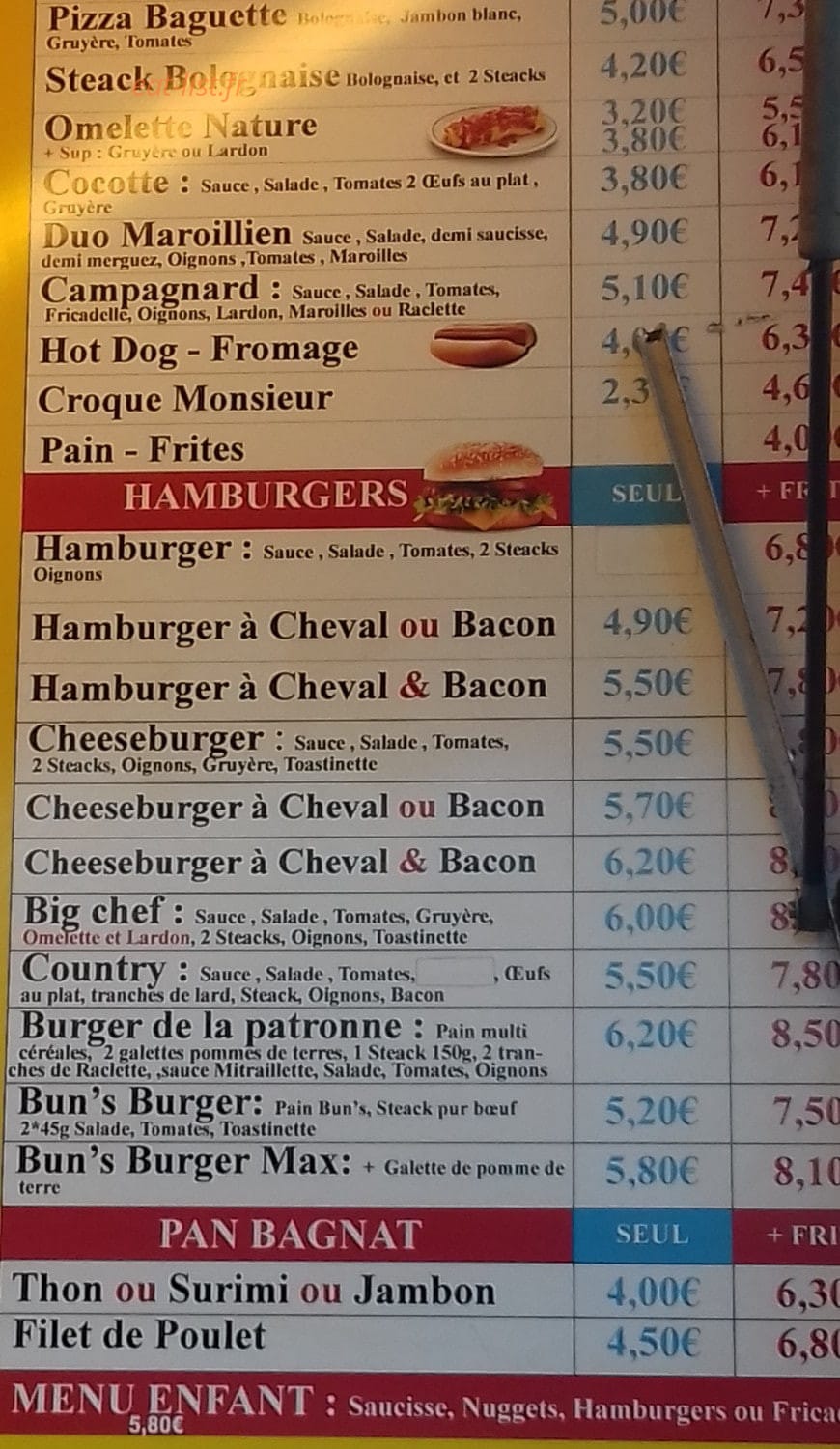 Friterie Chantal — carte page 2