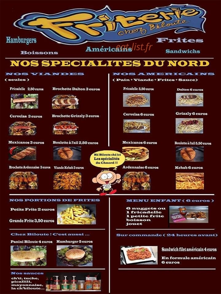 Friterie "Chez Biloute" — carte page 1