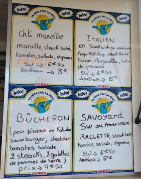 Friterie Chez Bruno — carte page 1