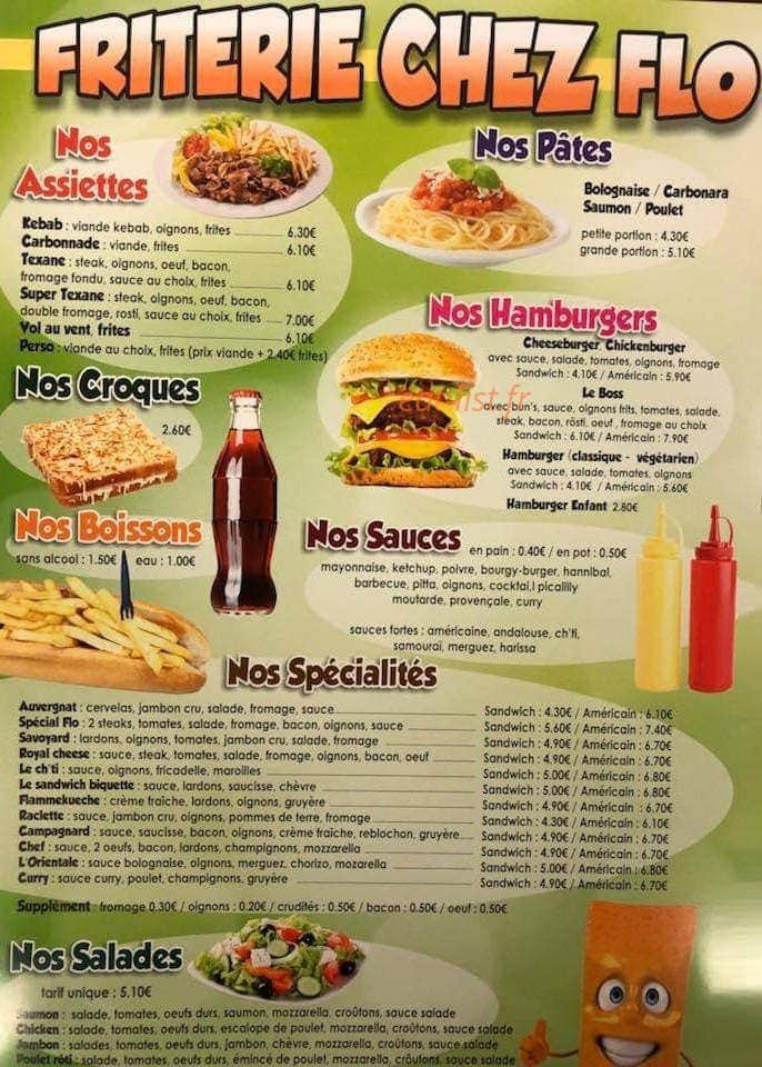 Friterie Chez Flo — carte page 1