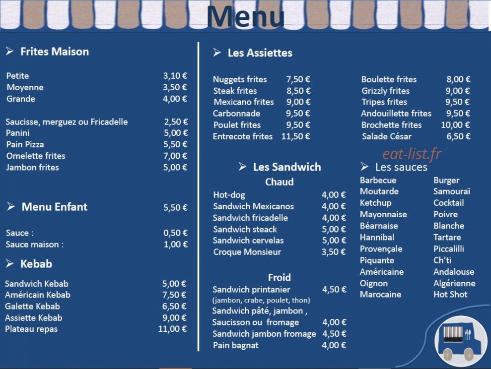 Friterie Civiero — carte page 1