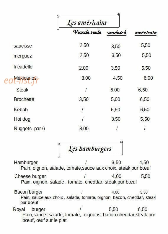 Friterie des quatres Nations — carte page 2