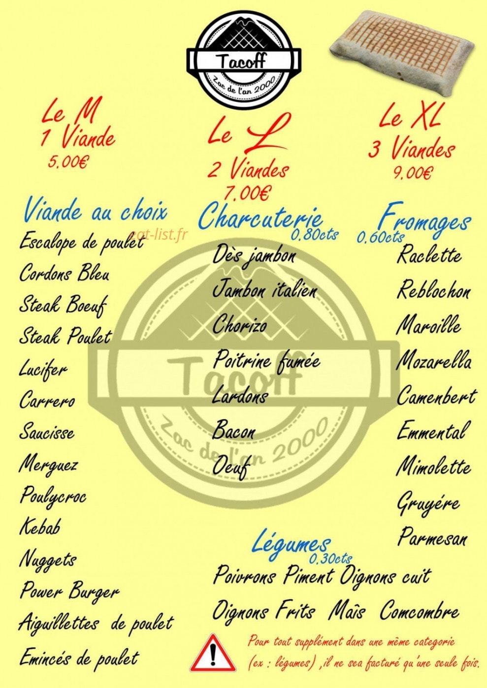 Friterie du zac de l'an 2000 — carte page 1