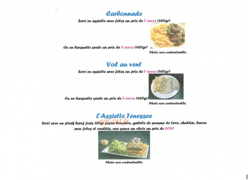 Friterie Les Damoureux — carte page 2