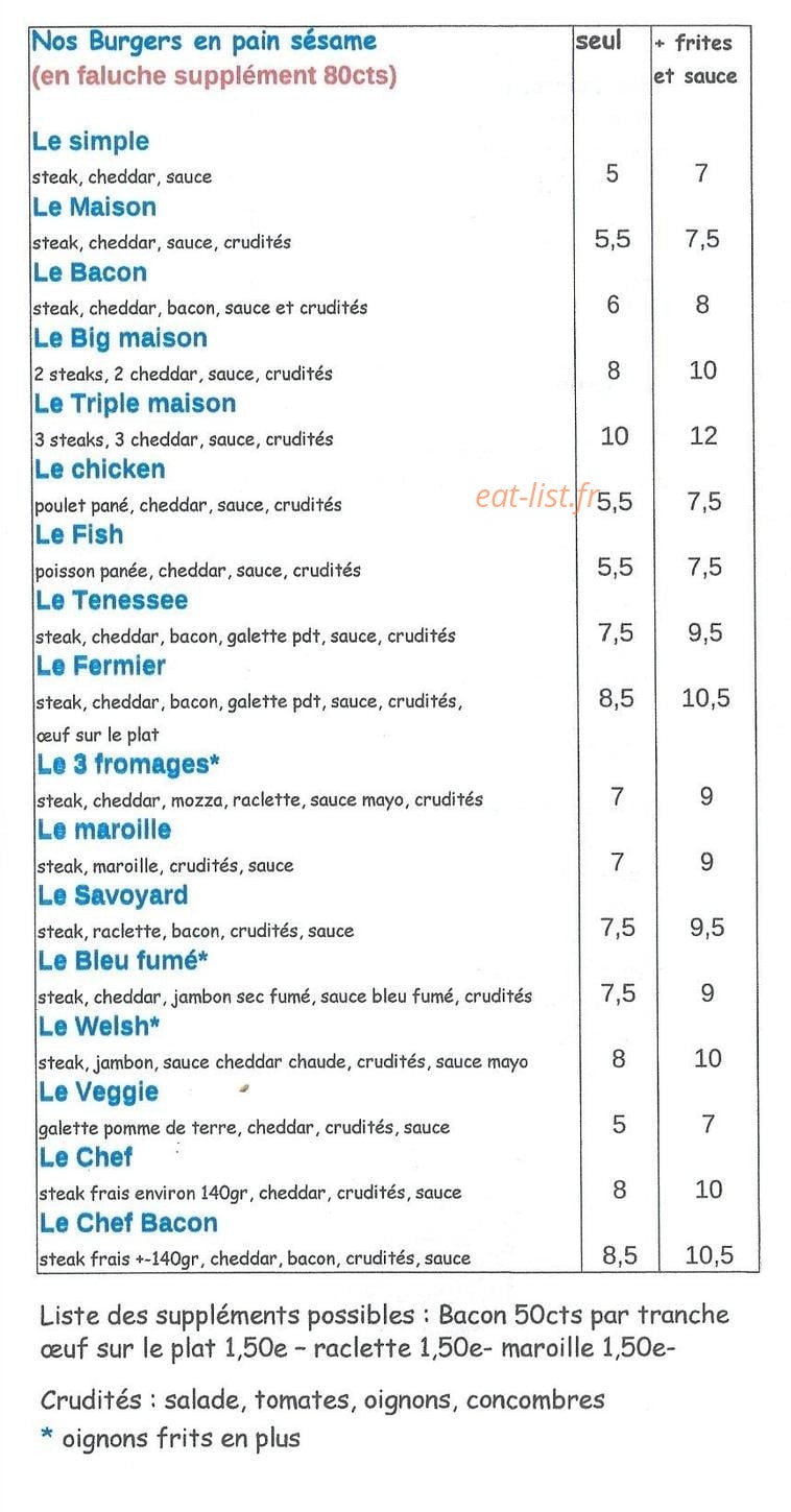 Friterie Les Damoureux — carte page 2