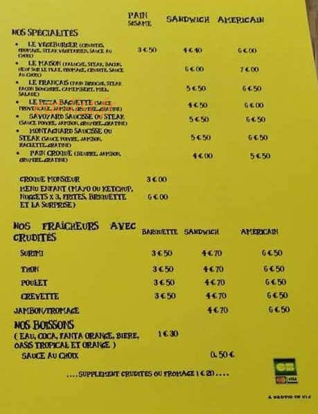 Friterie Martine — carte page 3