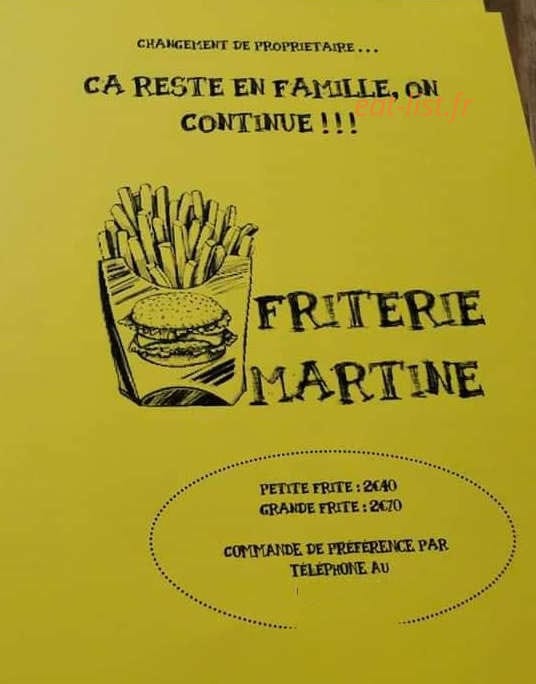 Friterie Martine — carte page 1