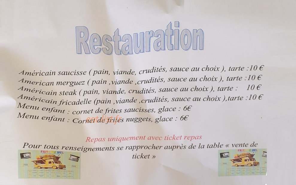 Friterie Mel — carte page 1