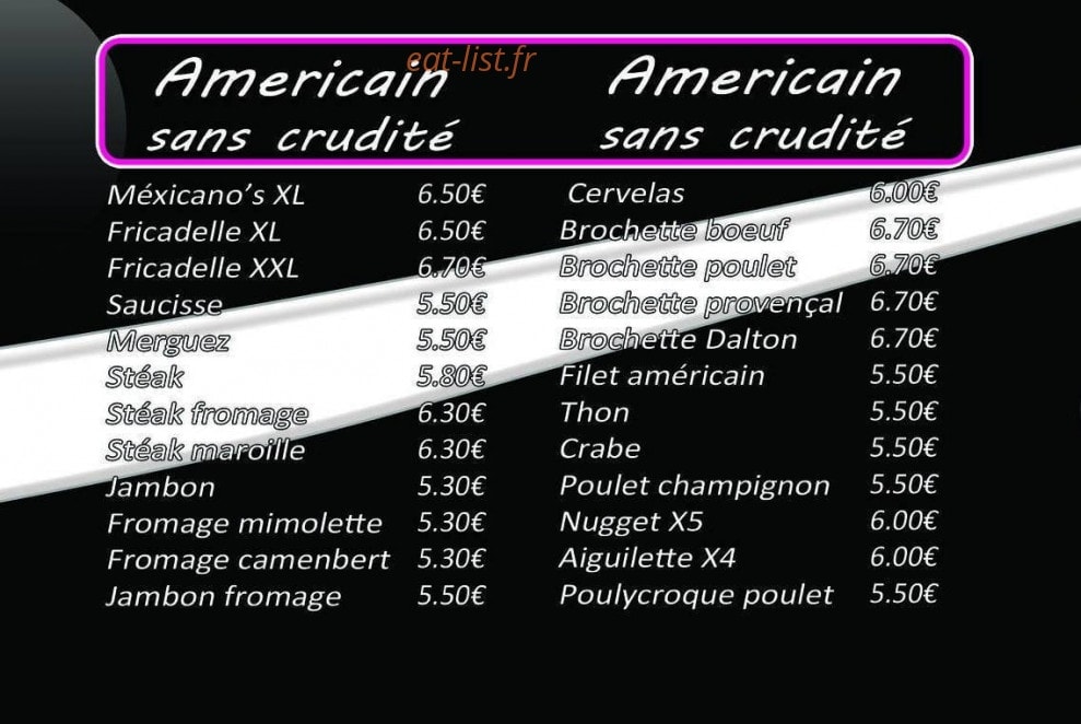 Friterie Melody — carte page 2