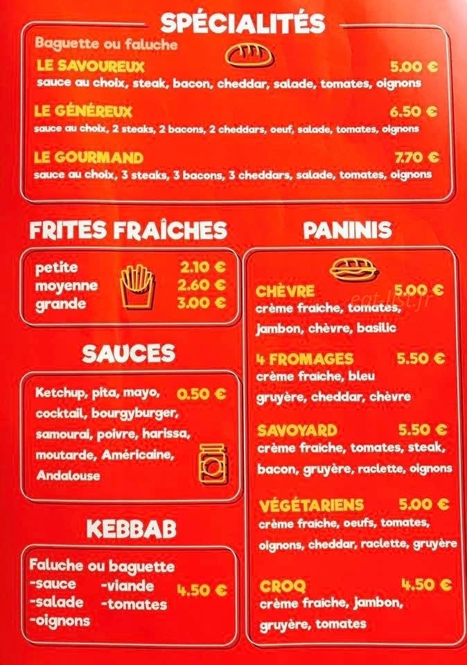 Friterie Nico — carte page 1