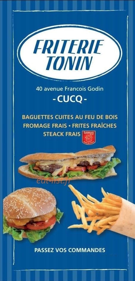 Friterie Tonin — carte page 1
