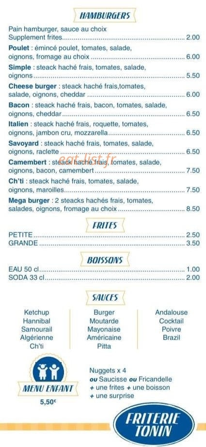 Friterie Tonin — carte page 3