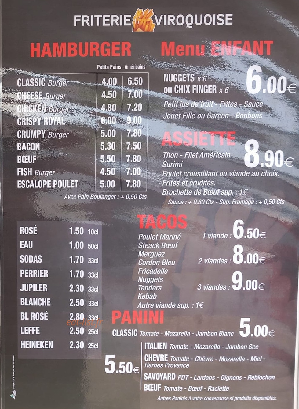 Friterie Viroquoise — carte page 2