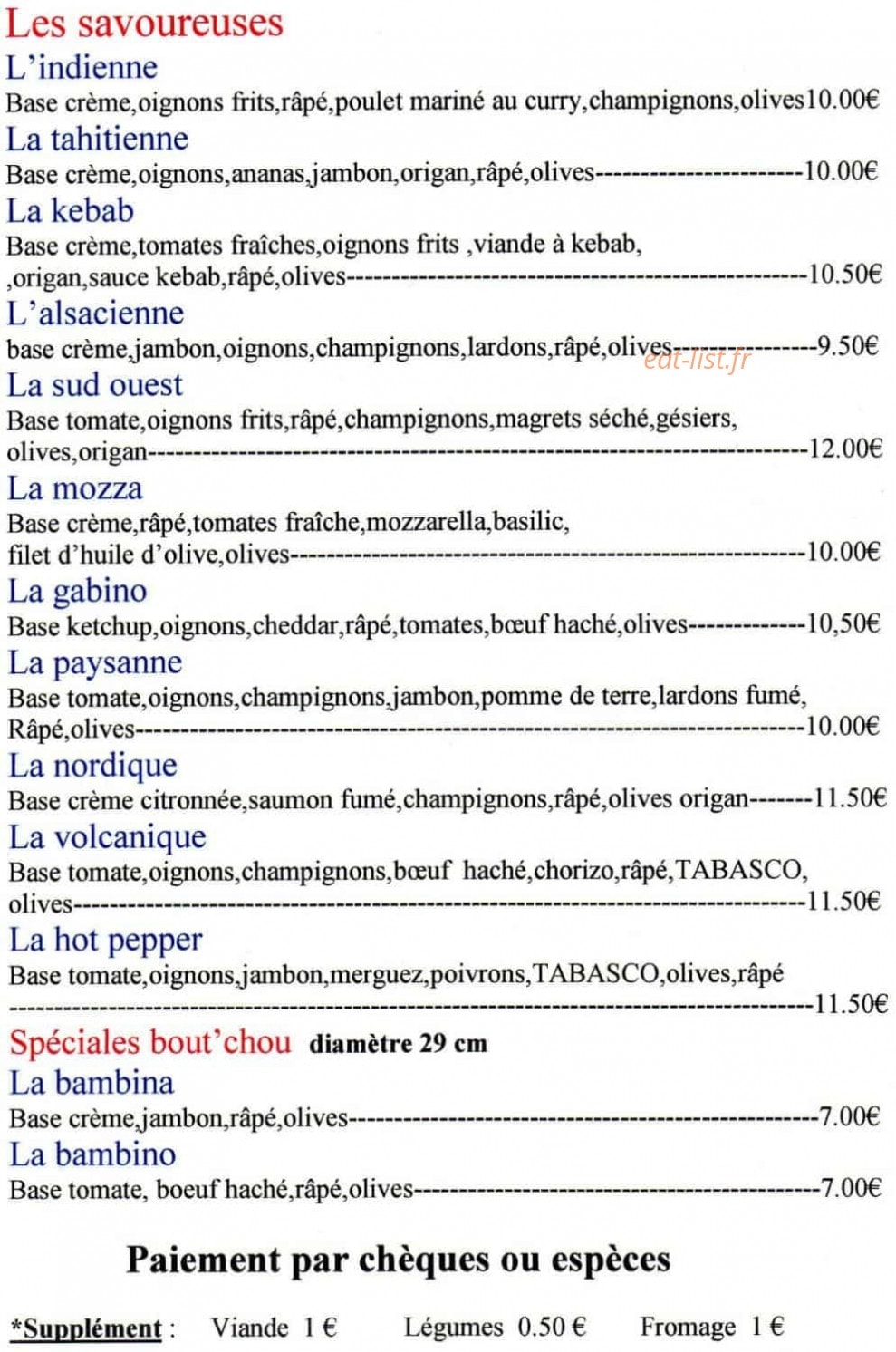 Gabino pizza — carte page 2