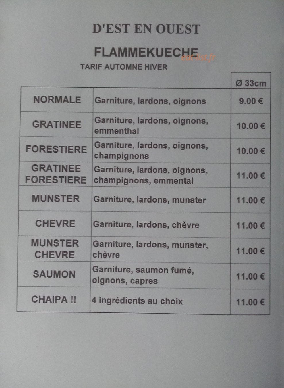Gege Pizza — carte page 2