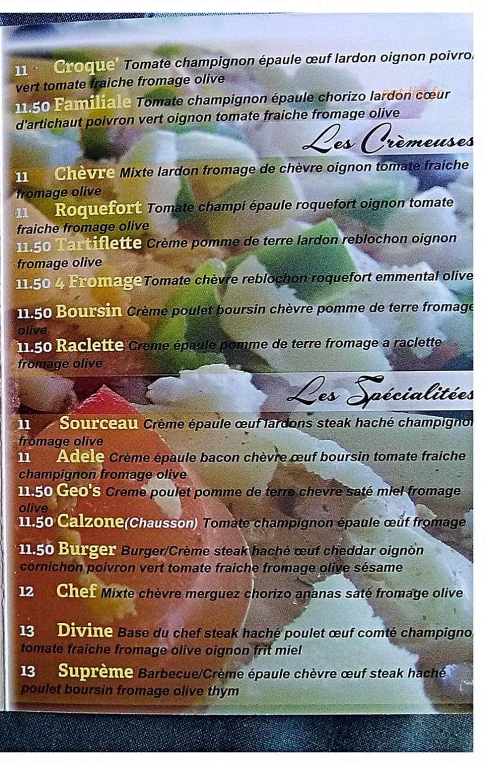 Geo's Pizza — carte page 2