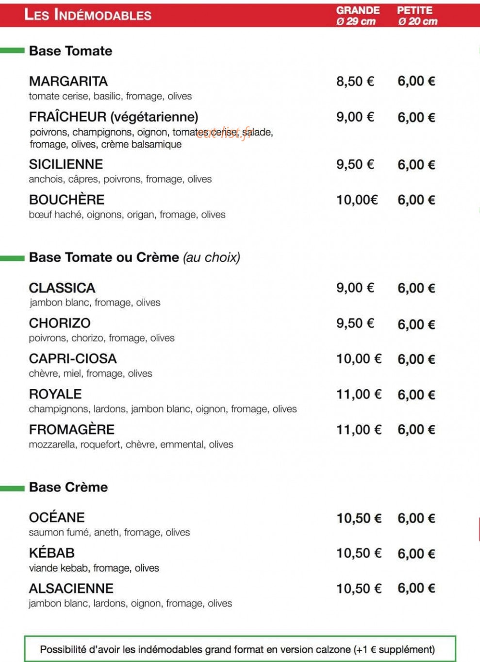 Gianolla Pizzas — carte page 1