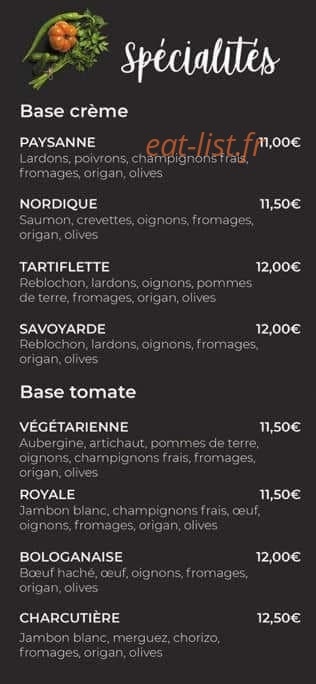 Gil'pizza — carte page 1