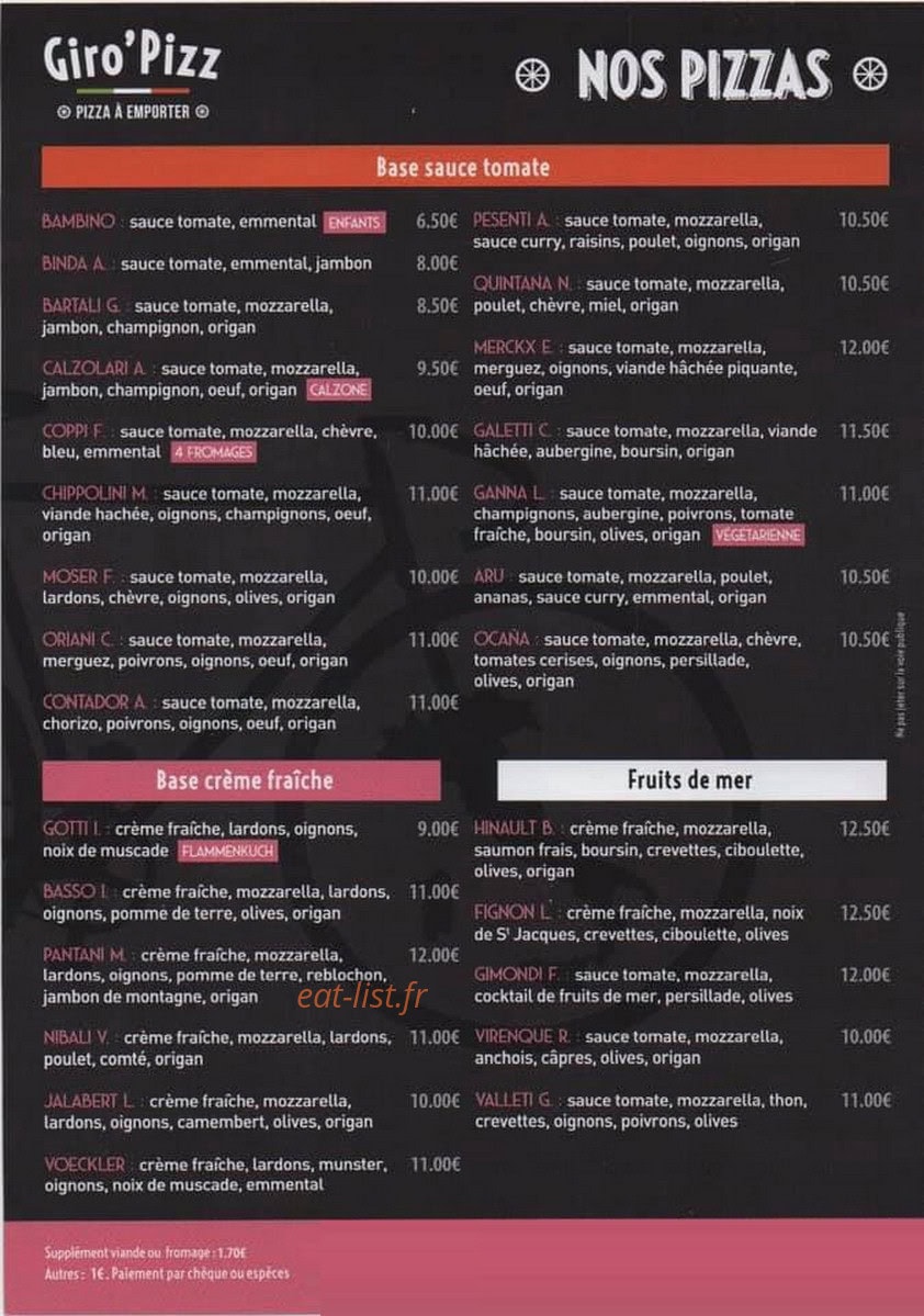 Giro' Pizz — carte page 1