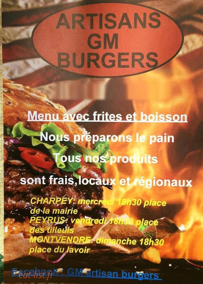 GM artisans burgers — carte page 1