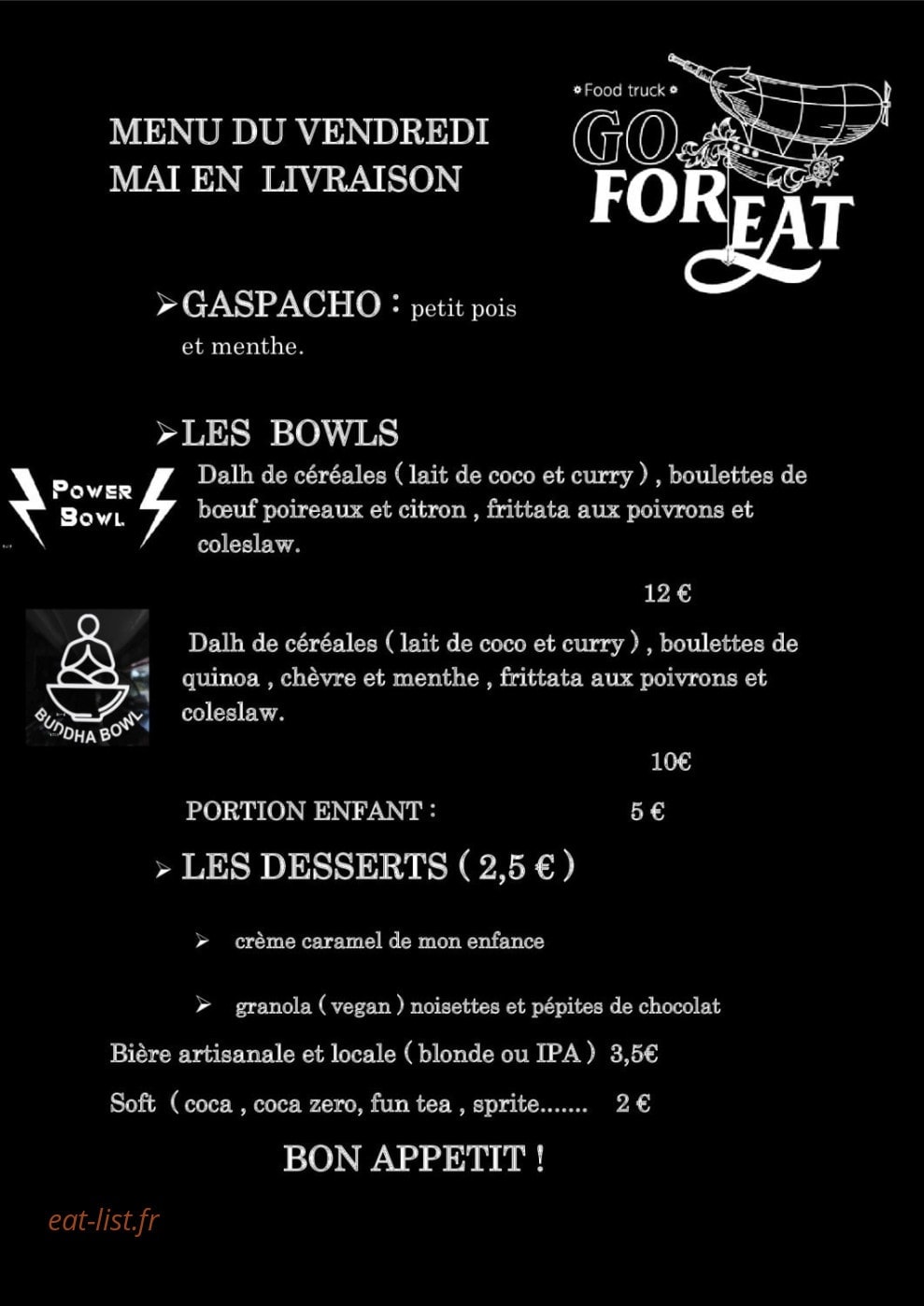 Go For Eat — carte page 1