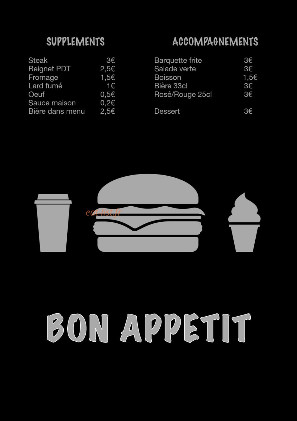 Gods Burger — carte page 3