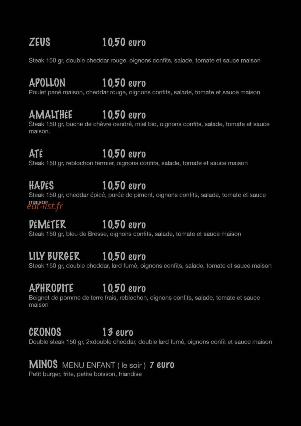 Gods Burger — carte page 2