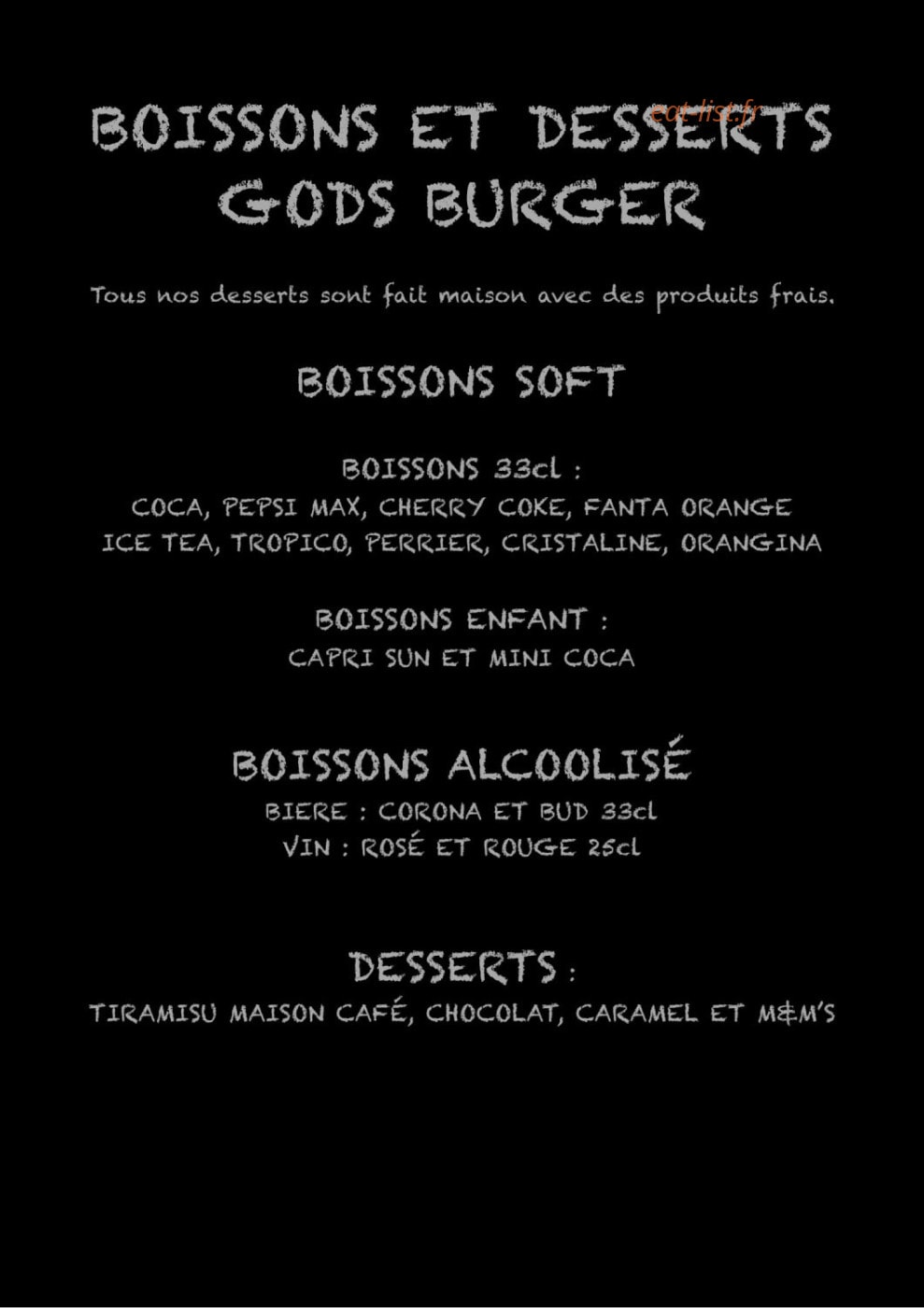 Gods Burger — carte page 4