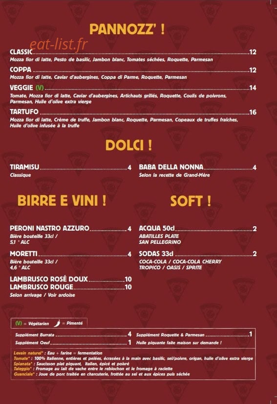 Goma Pizza — carte page 2