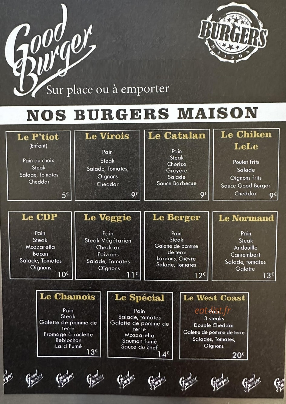 Good burger — carte page 1