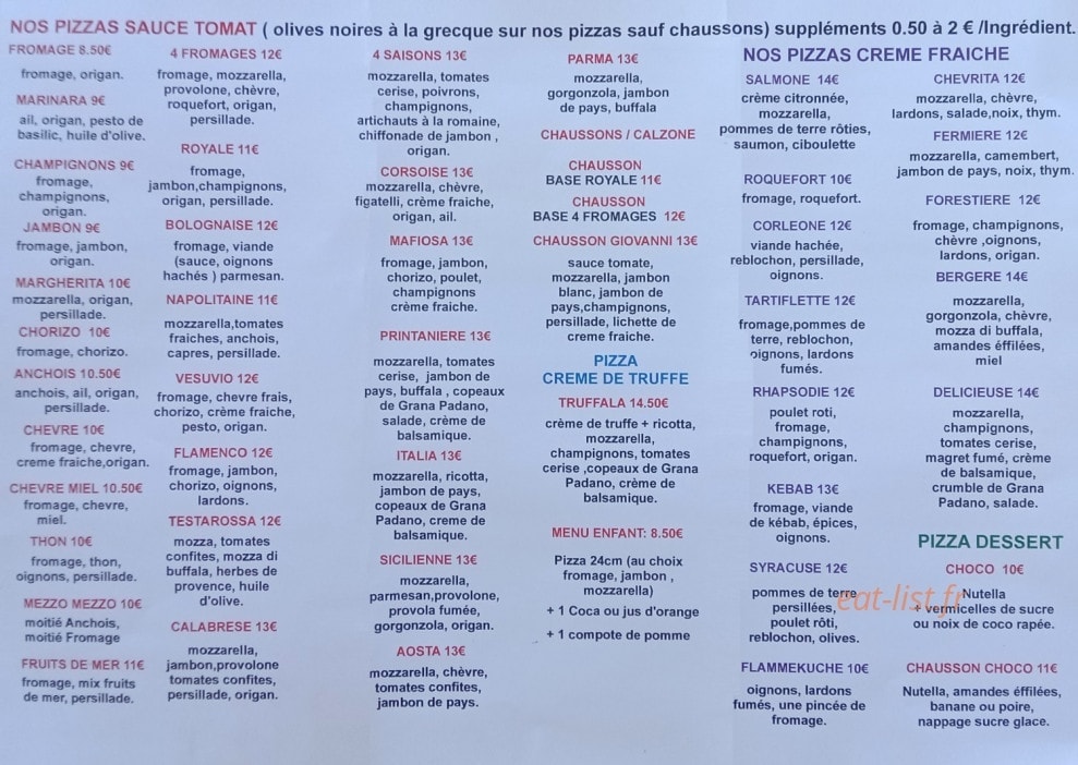 Goupizza — carte page 1