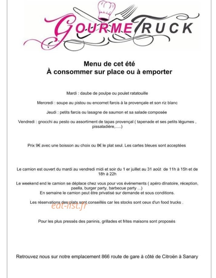 Gourmetruck — carte page 1