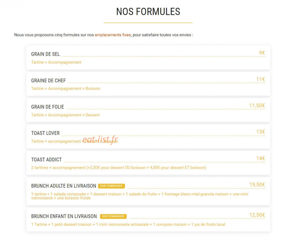 Graine de Toast — carte page 2