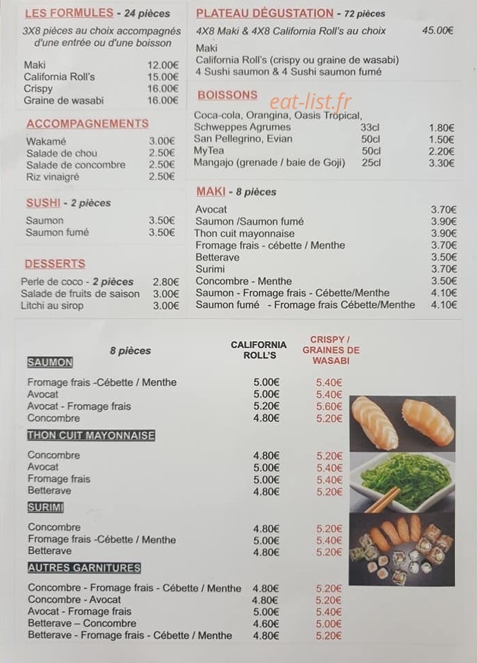 Grési-Sushi — carte page 1