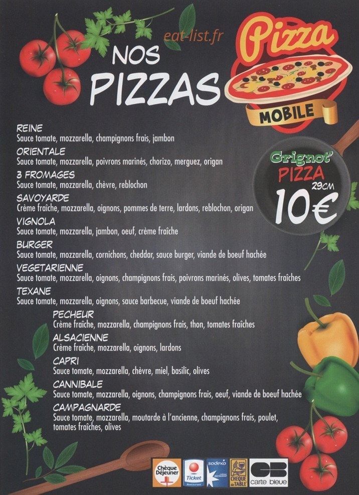 Grignot pizza — carte page 1