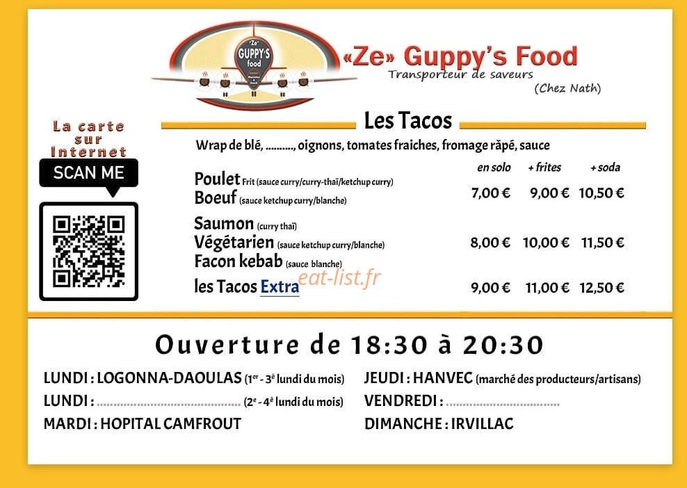 Guppy's food — carte page 1
