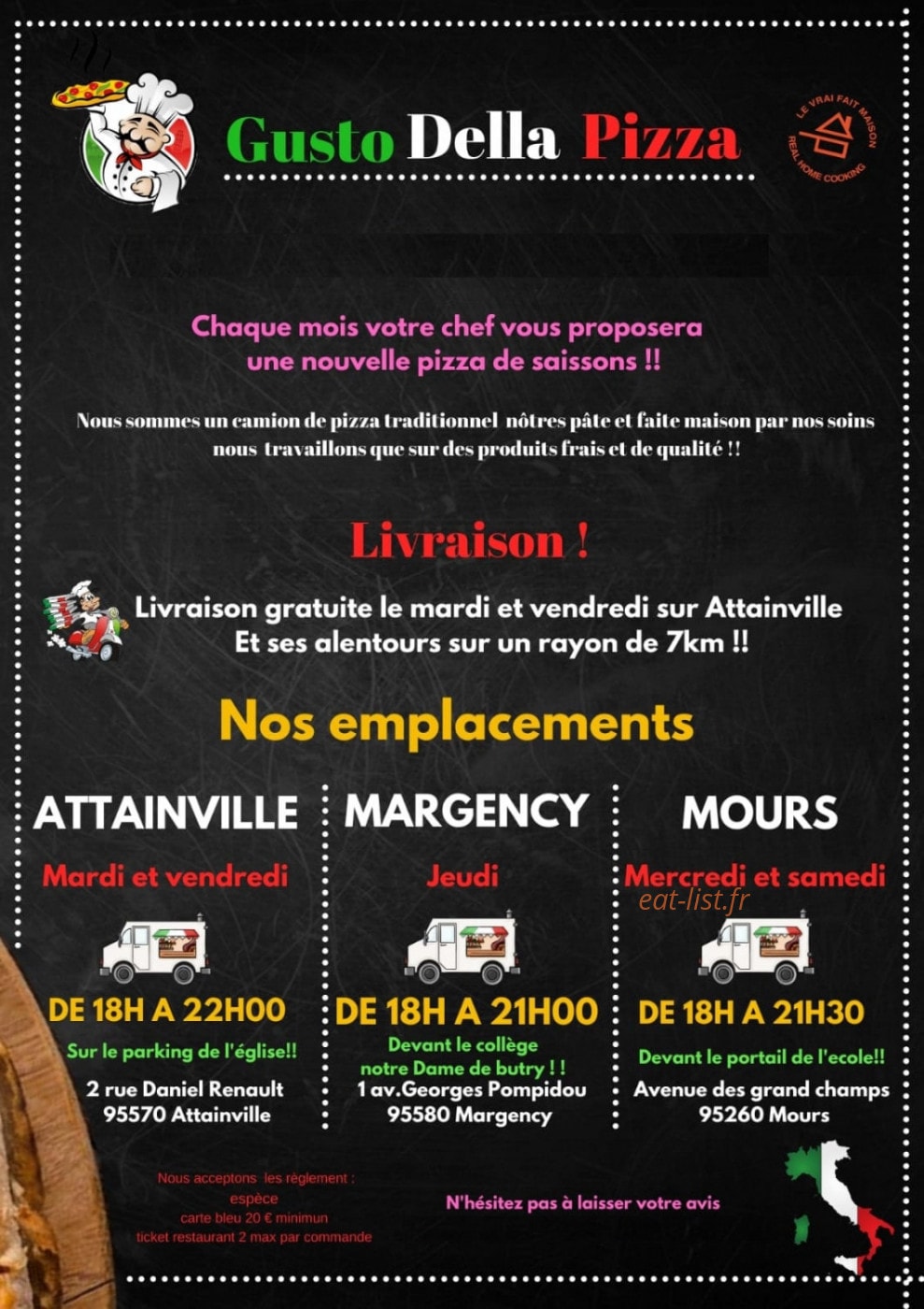 Gusto Della Pizza — carte page 1
