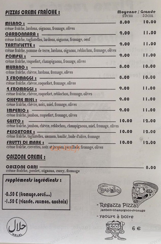 Gusto'Pizza — carte page 2