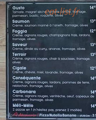 Gusto pizzz — carte page 2