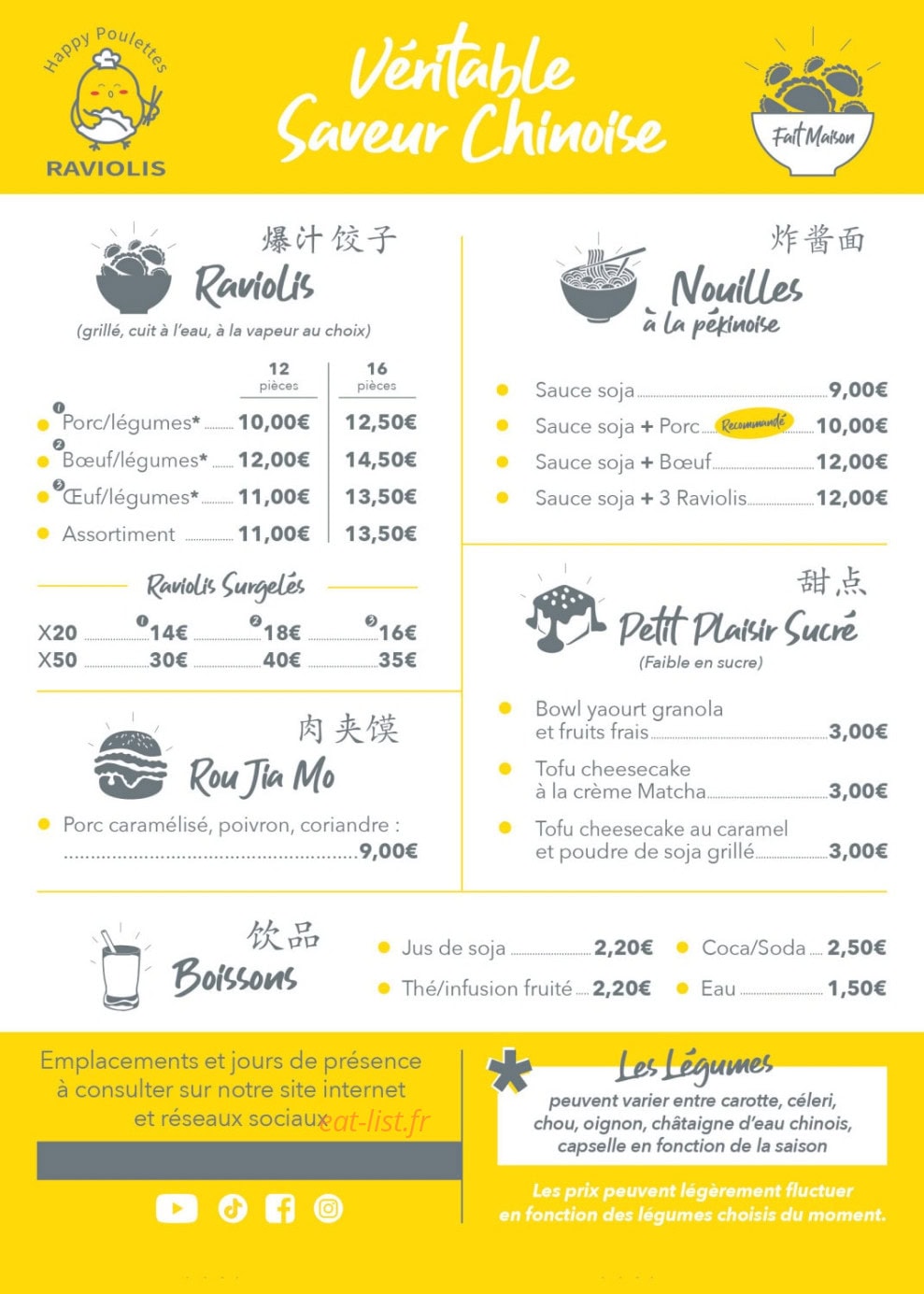 Happy Poulettes Raviolis — carte page 1