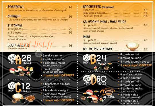 Happy Sushi — carte page 1