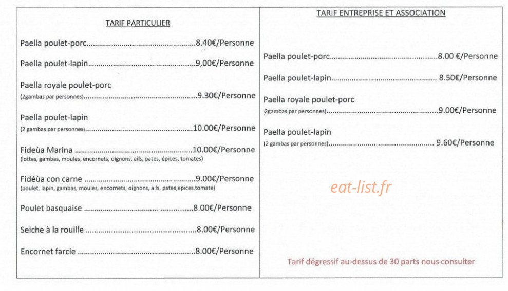 HEC Paella — carte page 1