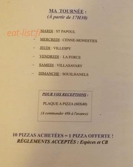 Herve Pizzas — carte page 3