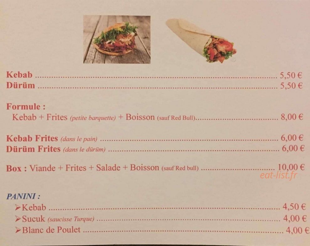 Hilal Kebab — carte page 1