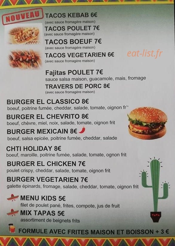 Holiday Diner — carte page 1