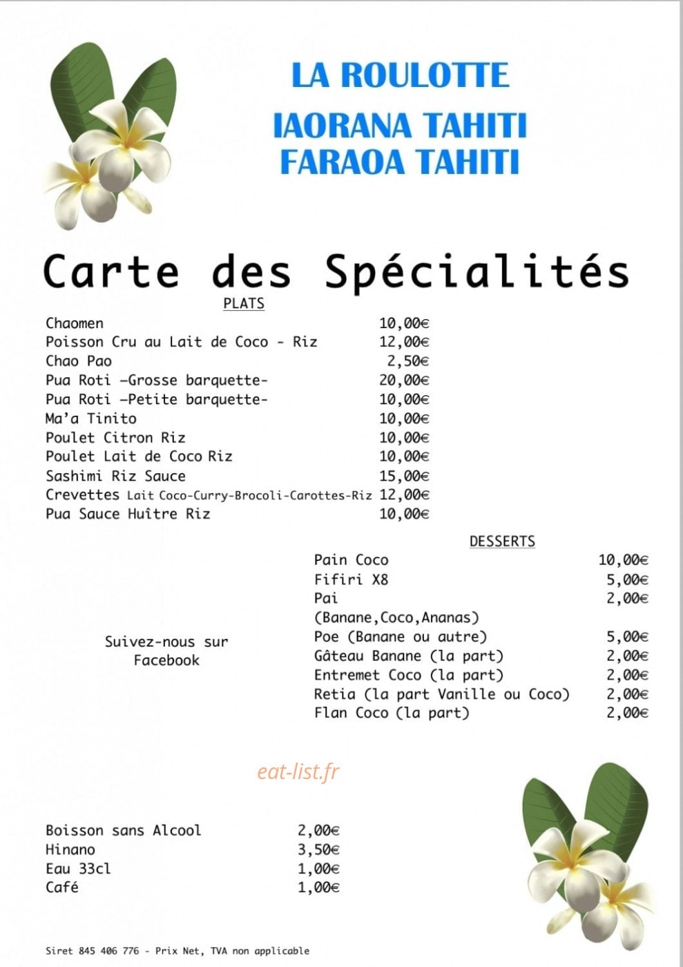 Iaorana Tahiti — carte page 1